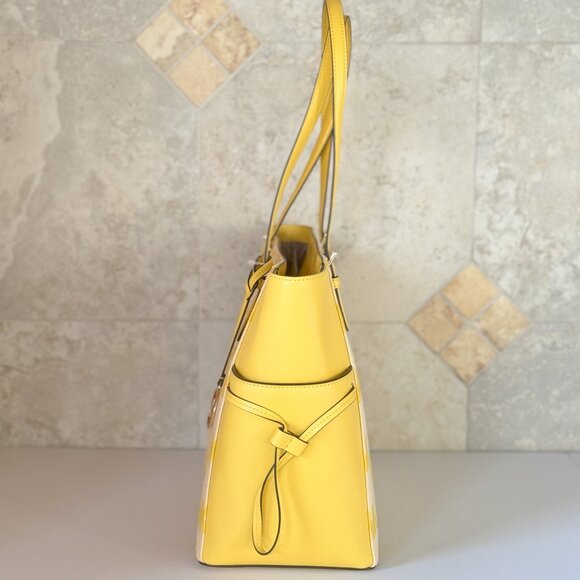 Michael Kors Gilly LG Drawstring Shoulder Tote Bag MK Graphic Logo Golden Yellow - Picture 6 of 15